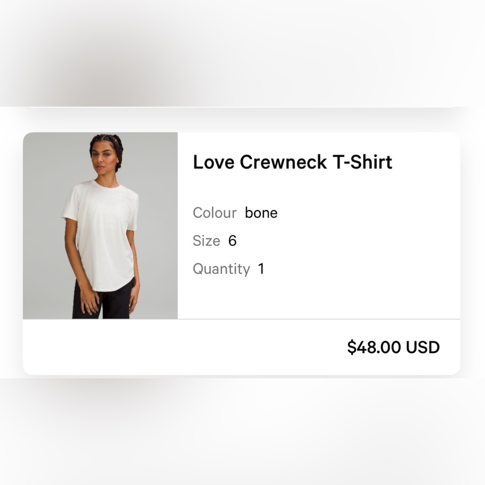 Lululemon Love Crewneck Tshirt. Size 6.